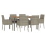 Set comedor jardín 7 pzas y cojines ratán sintético gris de vidaXL, Conjuntos de jardín - Ref: Foro24-3185020, Precio: 446,94...