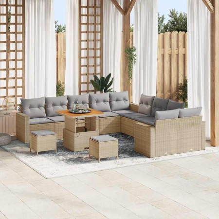 Conjunto de sofás de jardín con cojín 17 pcs Beige y Gris Claro en Sofás de exterior | Comprar online en Foru.es