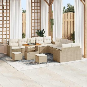 Conjunto de sofá de jardín con cojín 13 pcs beige y crema en Sofás de exterior | Comprar online en Foru.es