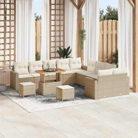 Conjunto de sofá de jardín con cojín 13 pcs beige y crema en Sofás de exterior | Comprar online en Foru.es