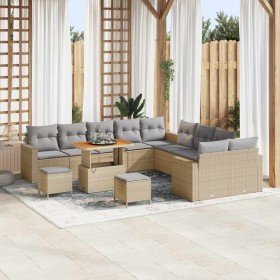 Conjunto de sofá de jardín con cojín 13 pcs beige y gris claro en Sofás de exterior | Comprar online en Foru.es