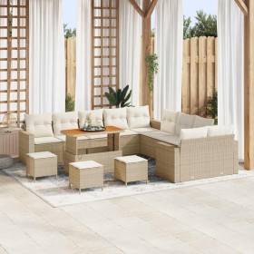 Conjunto de sofás de jardín con cojín 18 pcs Beige y Crema en Sofás de exterior | Comprar online en Foru.es