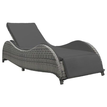 Tumbona con cojín ratán sintético gris antracita de vidaXL, Camas para exteriores - Ref: Foro24-49494, Precio: 281,41 €, Desc...