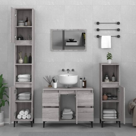 Set de muebles de baño 3 pzas madera contrachapada gris sonoma de vidaXL, Muebles de baño - Ref: Foro24-3185611, Precio: 219,...