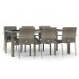 Set comedor jardín 7 pzas y cojines ratán sintético gris de vidaXL, Conjuntos de jardín - Ref: Foro24-3157961, Precio: 532,32...