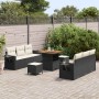 Conjunto de sofá de jardín con cojín Manual 9 pcs Negro y crema en Sofás de exterior | Comprar online en Foru.es