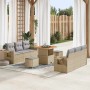 Conjunto de sofá de jardín con cojín 9 pcs beige y gris claro en Sofás de exterior | Comprar online en Foru.es