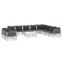 Juego de muebles de jardín 11 piezas con cojines acero blanco de vidaXL, Conjuntos de jardín - Ref: Foro24-3186928, Precio: 7...