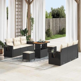 Conjunto de sofá de jardín con cojín Manual 9 pcs Negro y crema en Sofás de exterior | Comprar online en Foru.es