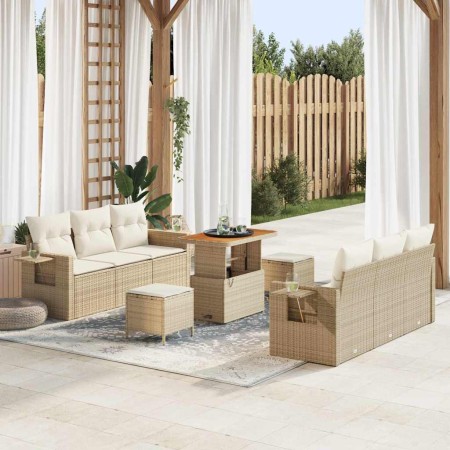 Conjunto de sofá de jardín con cojín Manual 9 pcs beige y crema en Sofás de exterior | Comprar online en Foru.es