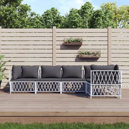 Juego de muebles de jardín 5 piezas y cojines acero blanco de vidaXL, Conjuntos de jardín - Ref: Foro24-3186872, Precio: 337,...