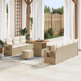 Conjunto de sofá de jardín con cojín 10 pcs beige y crema en Sofás de exterior | Comprar online en Foru.es