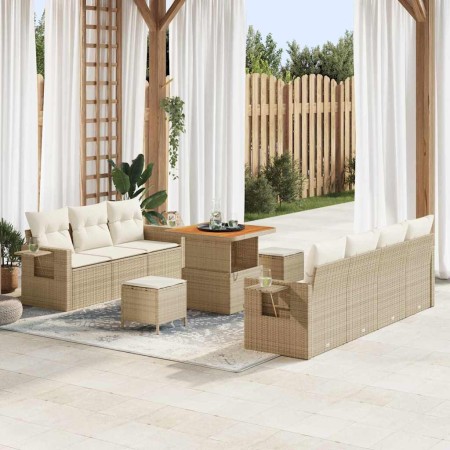 Conjunto de sofá de jardín con cojín 10 pcs beige y crema en Sofás de exterior | Comprar online en Foru.es