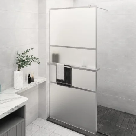 Shower screen with ESG glass shelf chromed aluminum 100x195cm by vidaXL, Shower walls and screens - Ref: Foro24-3185501, Pric...