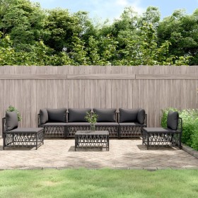 Juego muebles de jardín 7 pzas y cojines acero gris antracita de vidaXL, Conjuntos de jardín - Ref: Foro24-3186845, Precio: 6...
