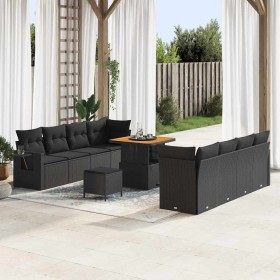 Conjunto de sofá de jardín 11 pcs Negro ratán sintético en Sofás de exterior | Comprar online en Foru.es