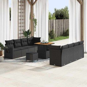 Conjunto de sofá de jardín 11 pcs Negro ratán sintético en Sofás de exterior | Comprar online en Foru.es