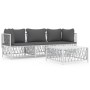 Juego de muebles de jardín 4 piezas y cojines acero blanco de vidaXL, Conjuntos de jardín - Ref: Foro24-3186818, Precio: 242,...