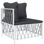 Juego de muebles de jardín 7 piezas con cojines acero blanco de vidaXL, Conjuntos de jardín - Ref: Foro24-3186878, Precio: 44...