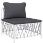 Juego de muebles de jardín 7 piezas con cojines acero blanco de vidaXL, Conjuntos de jardín - Ref: Foro24-3186844, Precio: 46...