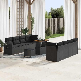 Conjunto de sofá de jardín 11 pcs Negro ratán sintético en Sofás de exterior | Comprar online en Foru.es