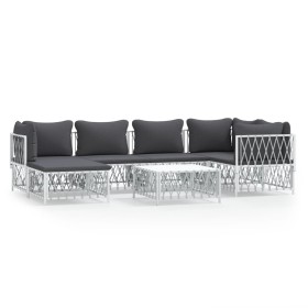 Juego de muebles de jardín 7 piezas con cojines acero blanco de vidaXL, Conjuntos de jardín - Ref: Foro24-3186894, Precio: 41...