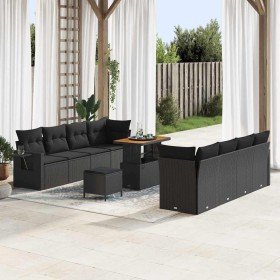 Conjunto de sofá de jardín 11 pcs Negro ratán sintético en Sofás de exterior | Comprar online en Foru.es