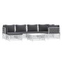Juego de muebles de jardín 7 piezas con cojines acero blanco de vidaXL, Conjuntos de jardín - Ref: Foro24-3186894, Precio: 41...
