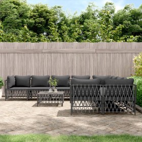Juego muebles de jardín 9 pzas y cojines acero gris antracita de vidaXL, Conjuntos de jardín - Ref: Foro24-3186933, Precio: 8...