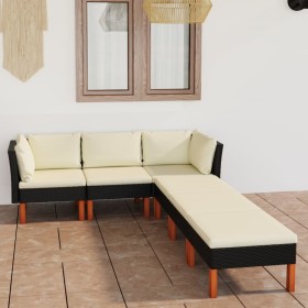 Set de muebles de jardín 6 pzas y cojines ratán sintético negro en Conjuntos de jardín | Comprar online en Foru.es
