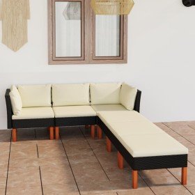 Set de muebles de jardín 6 pzas y cojines ratán sintético negro en Conjuntos de jardín | Comprar online en Foru.es