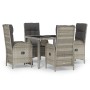 Set comedor de jardín 5 piezas con cojines ratán sintético gris de vidaXL, Conjuntos de jardín - Ref: Foro24-3185035, Precio:...