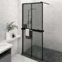 Mampara ducha con estante vidrio ESG y aluminio negro 90x195 cm de vidaXL, Paredes y mamparas de ducha - Ref: Foro24-3185465,...