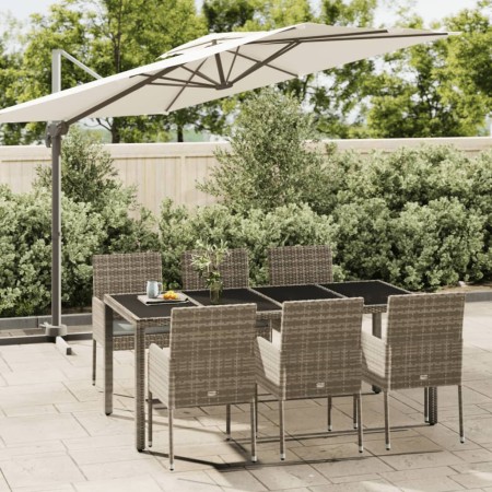 Set comedor jardín 7 pzas y cojines ratán sintético gris de vidaXL, Conjuntos de jardín - Ref: Foro24-3185009, Precio: 477,37...