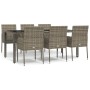 Set comedor jardín 7 pzas y cojines ratán sintético gris de vidaXL, Conjuntos de jardín - Ref: Foro24-3185009, Precio: 477,37...
