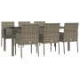 Set comedor jardín 7 pzas y cojines ratán sintético gris de vidaXL, Conjuntos de jardín - Ref: Foro24-3185009, Precio: 477,37...