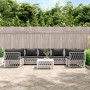 Juego de muebles de jardín 8 piezas con cojines acero blanco de vidaXL, Conjuntos de jardín - Ref: Foro24-3186924, Precio: 51...