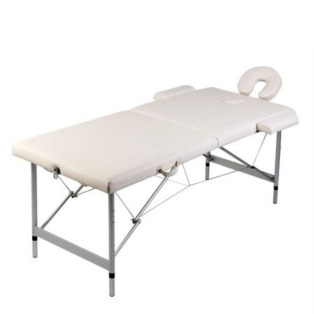 Camilla de masaje plegable 2 zonas estructura de aluminio crema de vidaXL, Mesas de masaje - Ref: Foro24-110085, Precio: 161,...