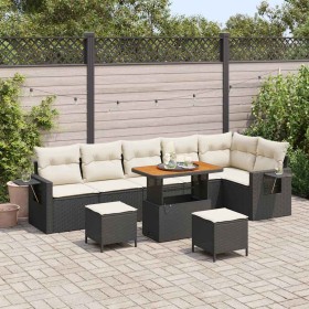 Conjunto de sofás de jardín con cojín 11 pcs Negro y crema en Sofás de exterior | Comprar online en Foru.es