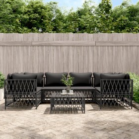 Juego muebles de jardín 7 pzas y cojines acero gris antracita de vidaXL, Conjuntos de jardín - Ref: Foro24-3186921, Precio: 6...