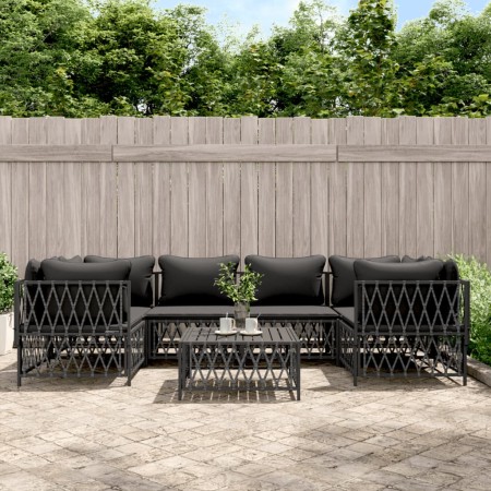 Juego muebles de jardín 7 pzas y cojines acero gris antracita de vidaXL, Conjuntos de jardín - Ref: Foro24-3186921, Precio: 6...