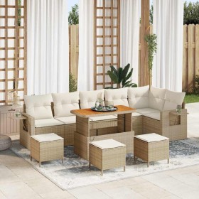 Conjunto de sofá de jardín 10 pcs Beige Poliratán en Sofás de exterior | Comprar online en Foru.es