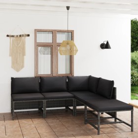 Set de muebles de jardín 5 pzas y cojines ratán sintético gris en Conjuntos de jardín | Comprar online en Foru.es