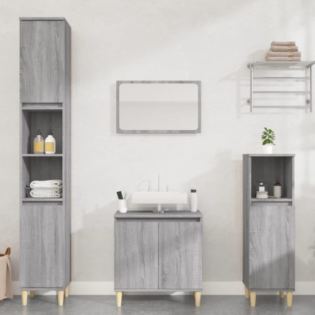 Set de muebles de baño 3 pzas madera contrachapada gris sonoma de vidaXL, Muebles de baño - Ref: Foro24-3185587, Precio: 175,...