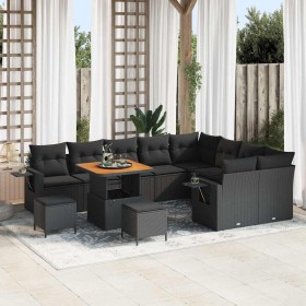 Conjunto de sofá de jardín con cojín 12 pcs Negro en Sofás de exterior | Comprar online en Foru.es