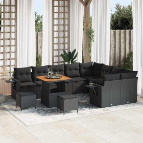 Conjunto de sofá de jardín con cojín 12 pcs Negro en Sofás de exterior | Comprar online en Foru.es