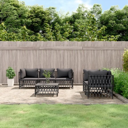 Juego muebles de jardín 6 pzas y cojines acero gris antracita de vidaXL, Conjuntos de jardín - Ref: Foro24-3186827, Precio: 5...
