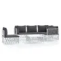 Juego de muebles de jardín 6 piezas con cojines acero blanco de vidaXL, Conjuntos de jardín - Ref: Foro24-3186886, Precio: 37...