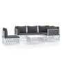 Juego de muebles de jardín 6 piezas con cojines acero blanco de vidaXL, Conjuntos de jardín - Ref: Foro24-3186886, Precio: 38...