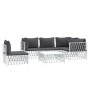 Juego de muebles de jardín 6 piezas con cojines acero blanco de vidaXL, Conjuntos de jardín - Ref: Foro24-3186886, Precio: 38...